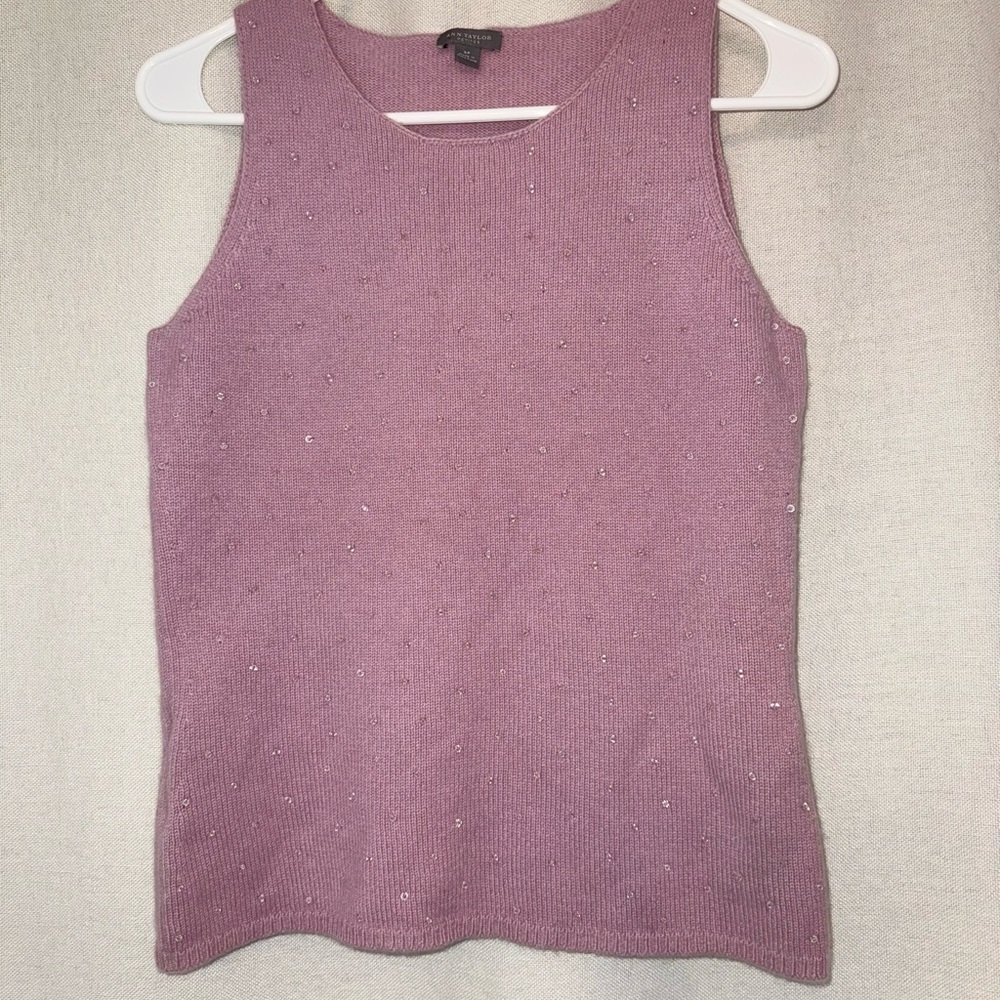Ann Taylor Lilac Tank Top with Subtle Sparkle